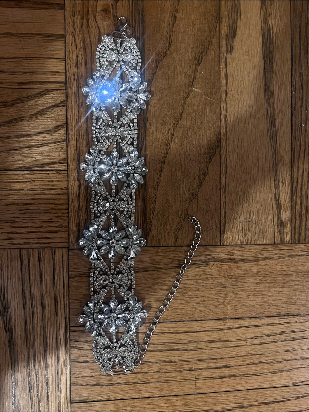 Crystal Floral Statement Choker Necklace in Silver